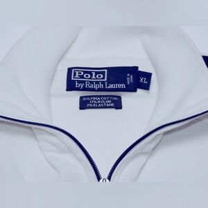 Vintage Polo 90’s Ralph Lauren Full Zip Sweater XL Track Sweatshirt White/Navy